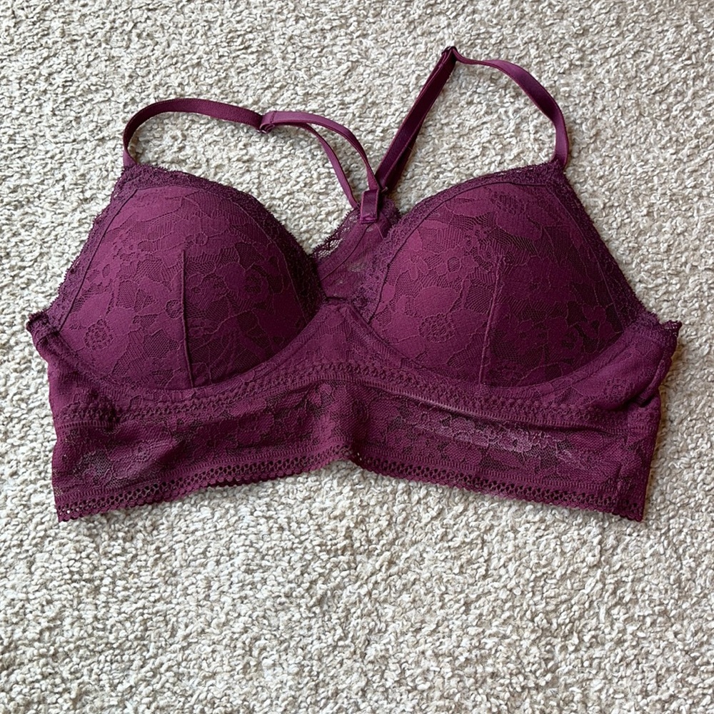 Victoria’s Secret, plum bra with padding.